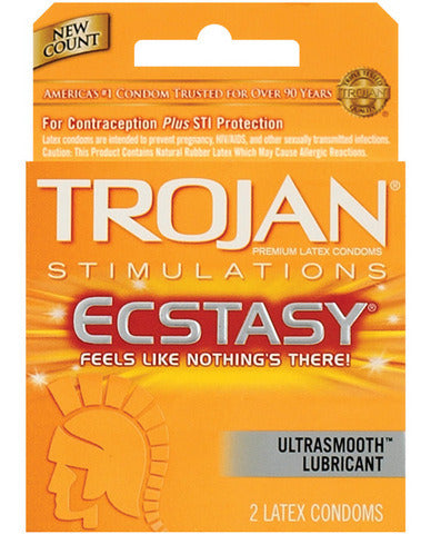 Trojan Ultra Ribbed Ecstasy Lubricated Condoms 2 Pack
